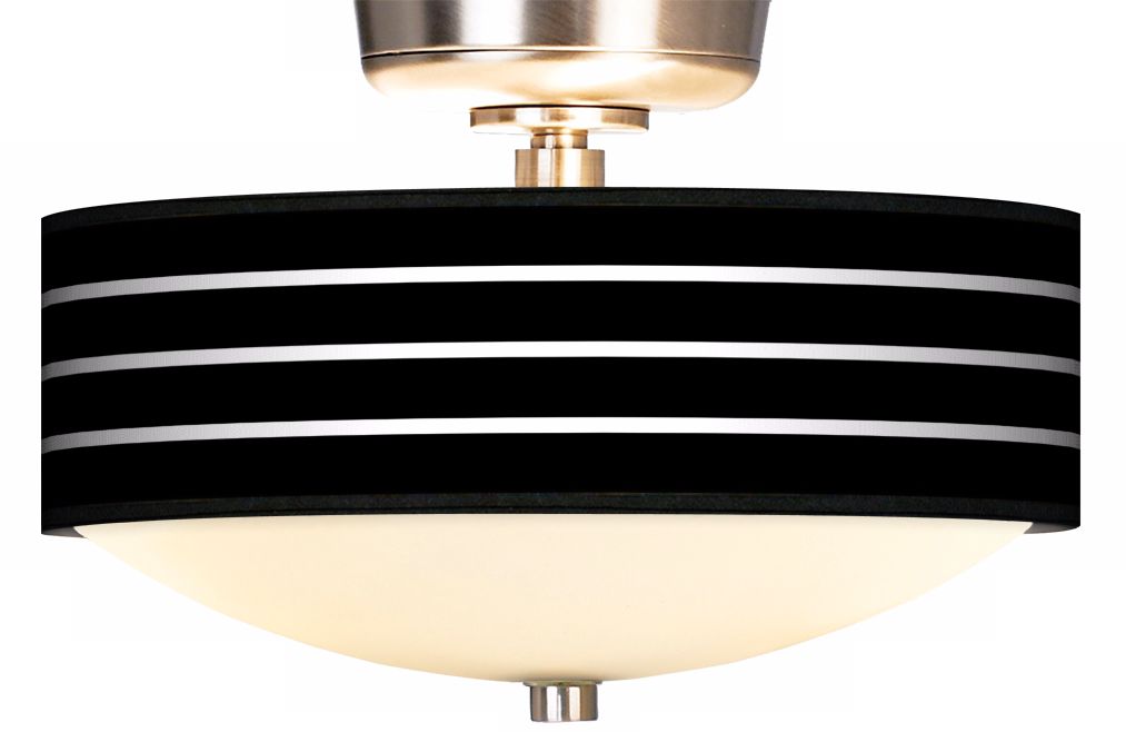 Bold Black Stripe Giclee Energy Saver Brushed Steel Fan Light Kit