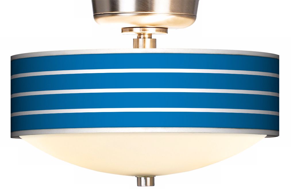 Bold Blue Stripe Giclee Energy Saver Brushed Steel Fan Light Kit