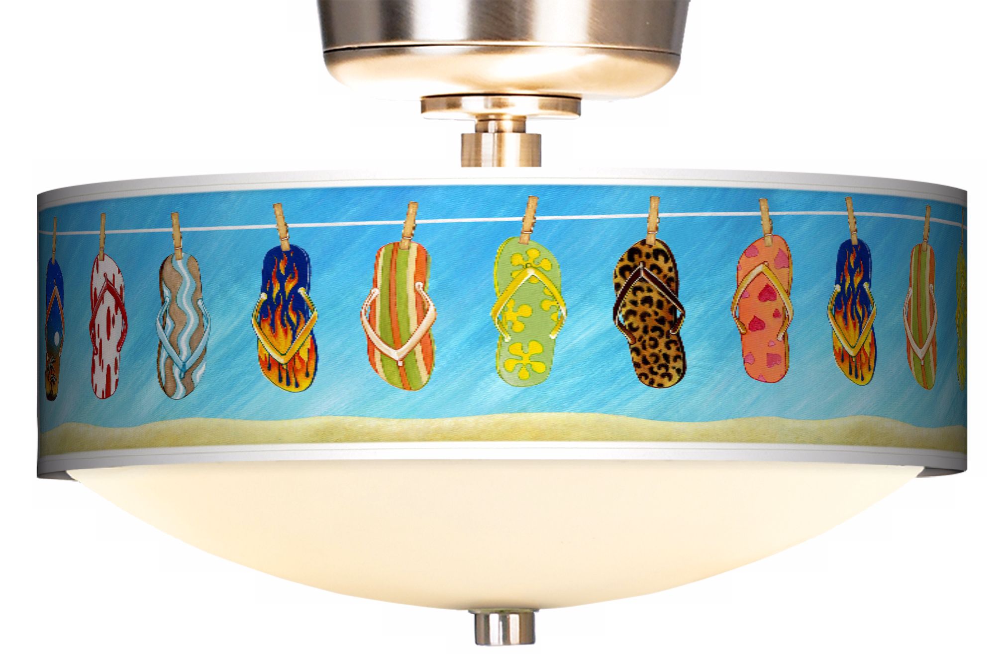 Summer Flip-Flops Giclee Energy Saver Brushed Steel Fan Light Kit