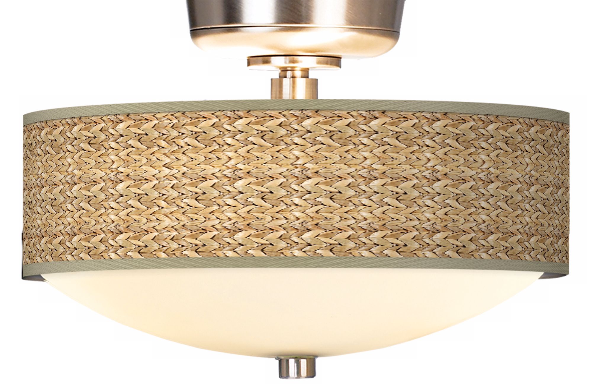 Seagrass Giclee Pattern Energy Saver Brushed Steel Fan Light Kit