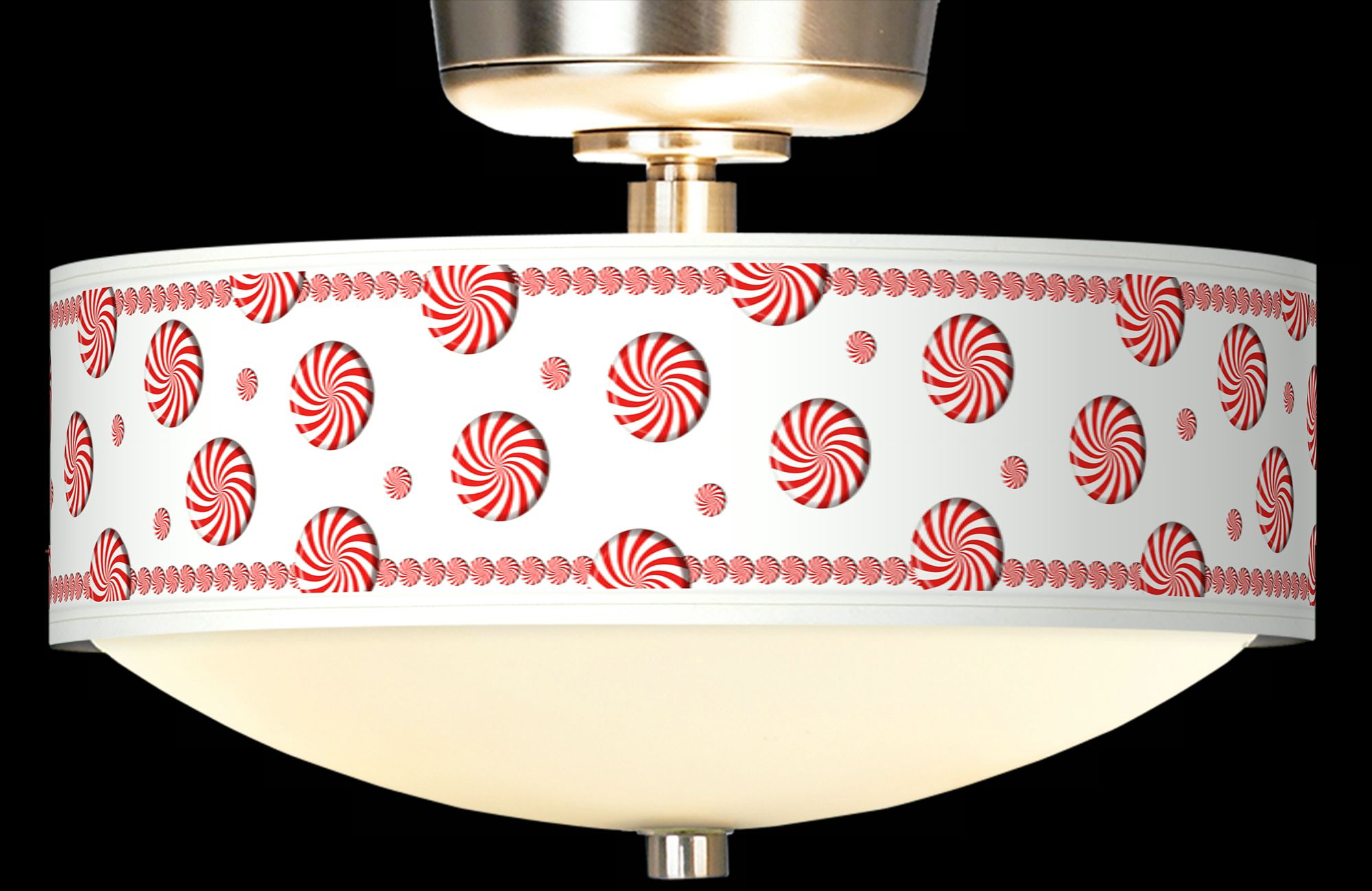 Peppermint Pinwheels Giclee Brushed Steel Fan Light Kit