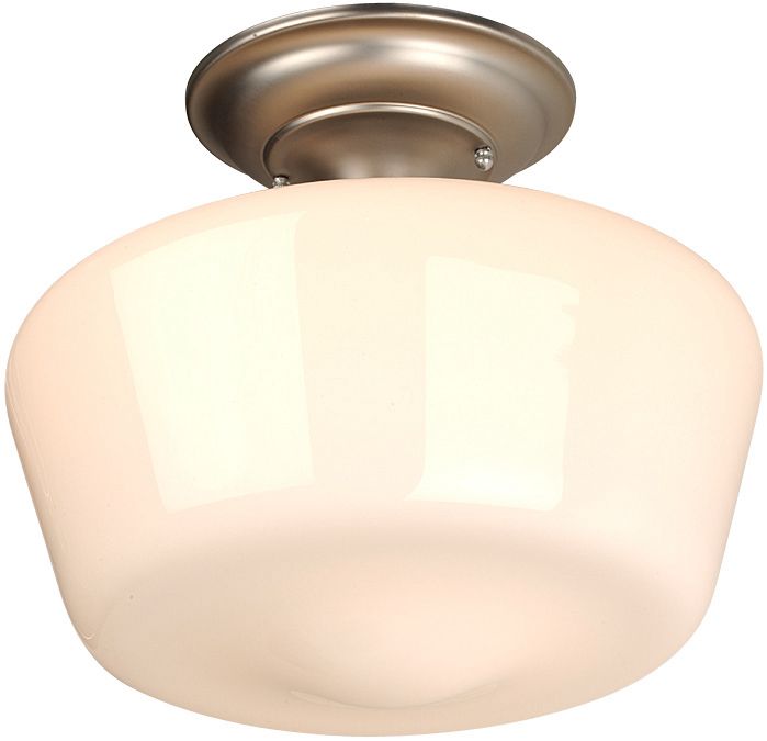 Schoolhouse Brushed Steel 12" Wide Ceiling Light Fixture