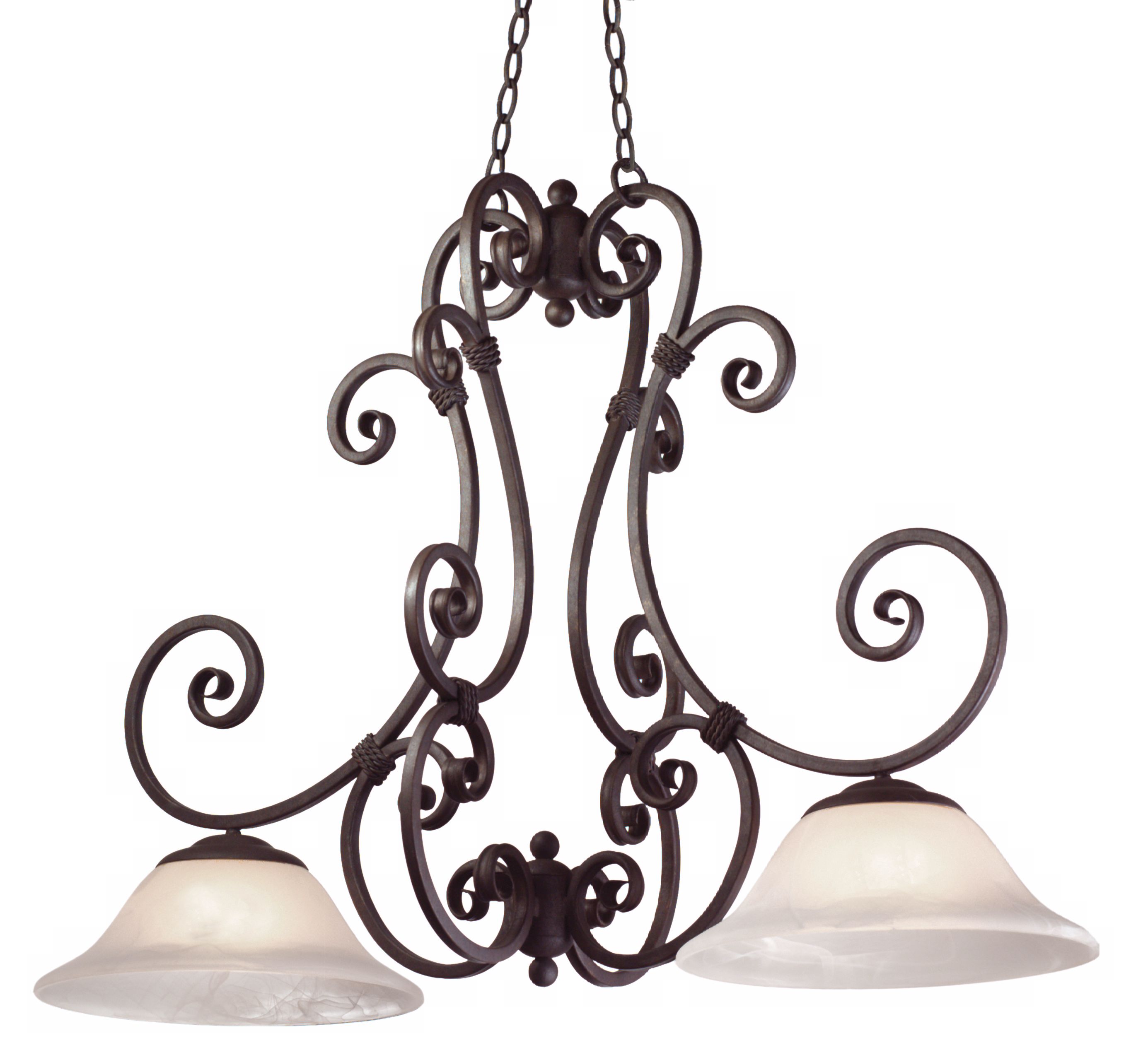 Stratford Black Iron Two Light Island Chandelier
