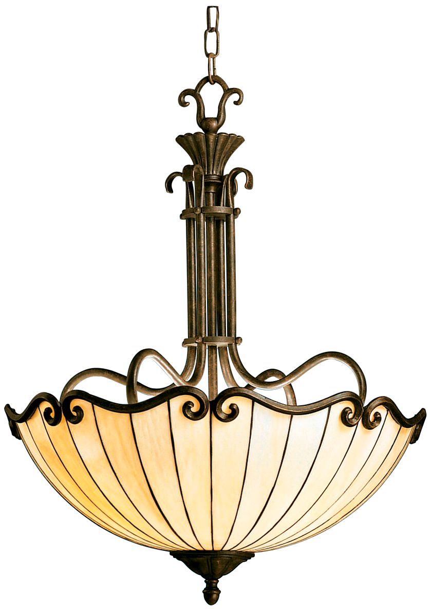 Art Nouveau Tiffany-Style Bowl Chandelier