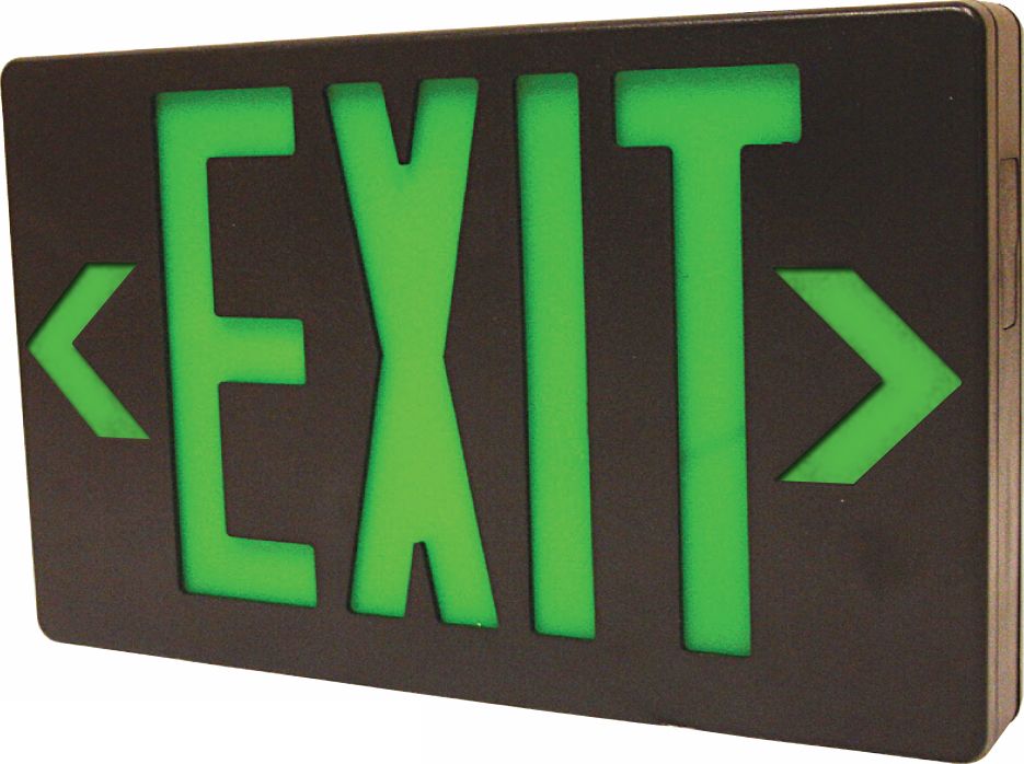 Black with Green AC Only LED Exit Sign