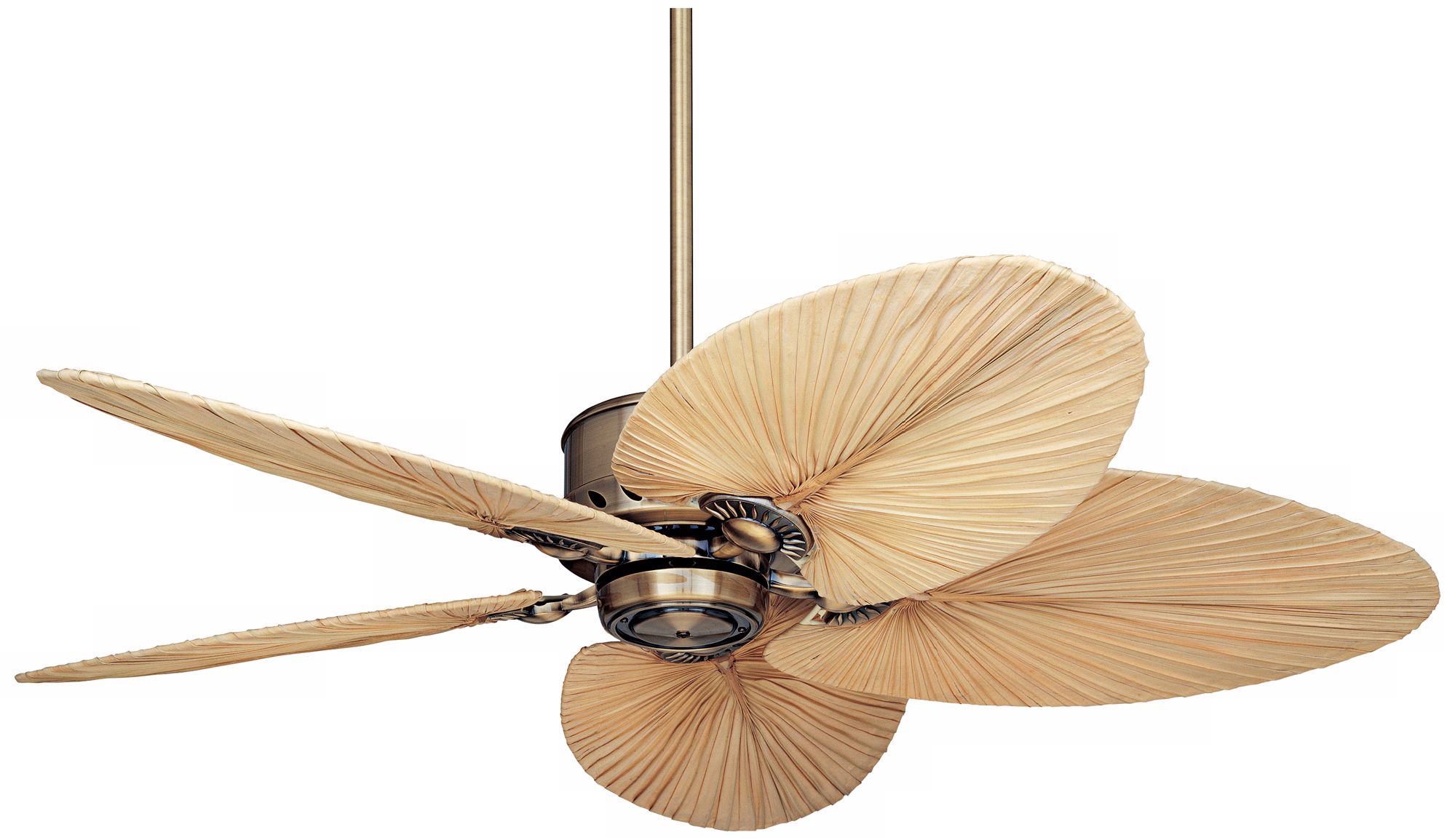52" Emerson Maui Bay Antique Brass Tropical Leaf Ceiling Fan