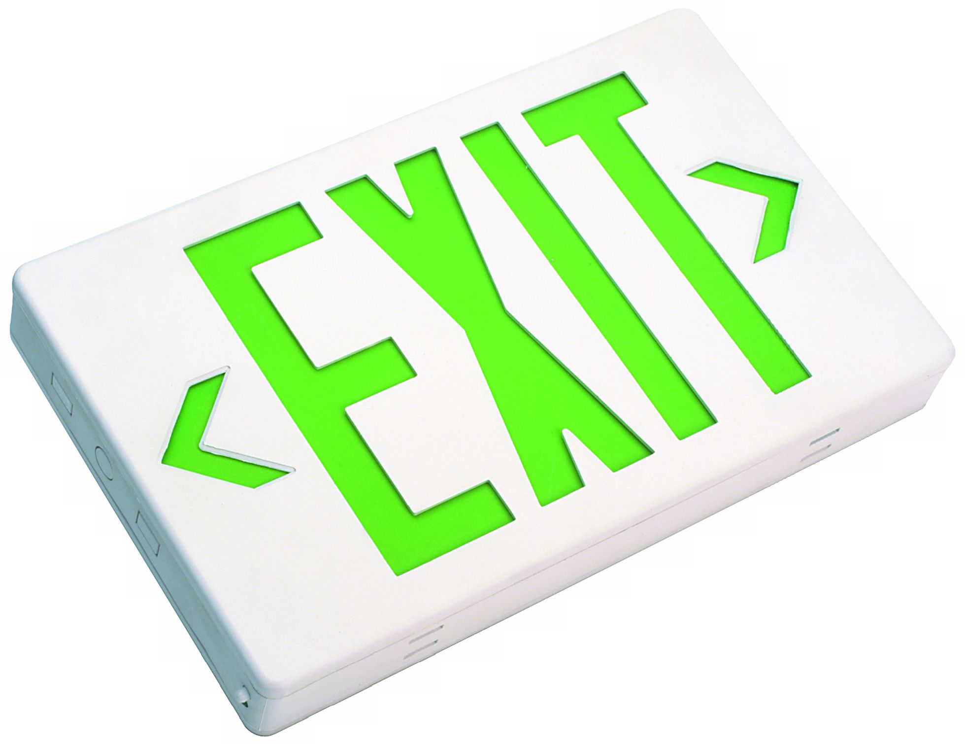 White with Green Top/Side LED Exit Sign with Battery Backup