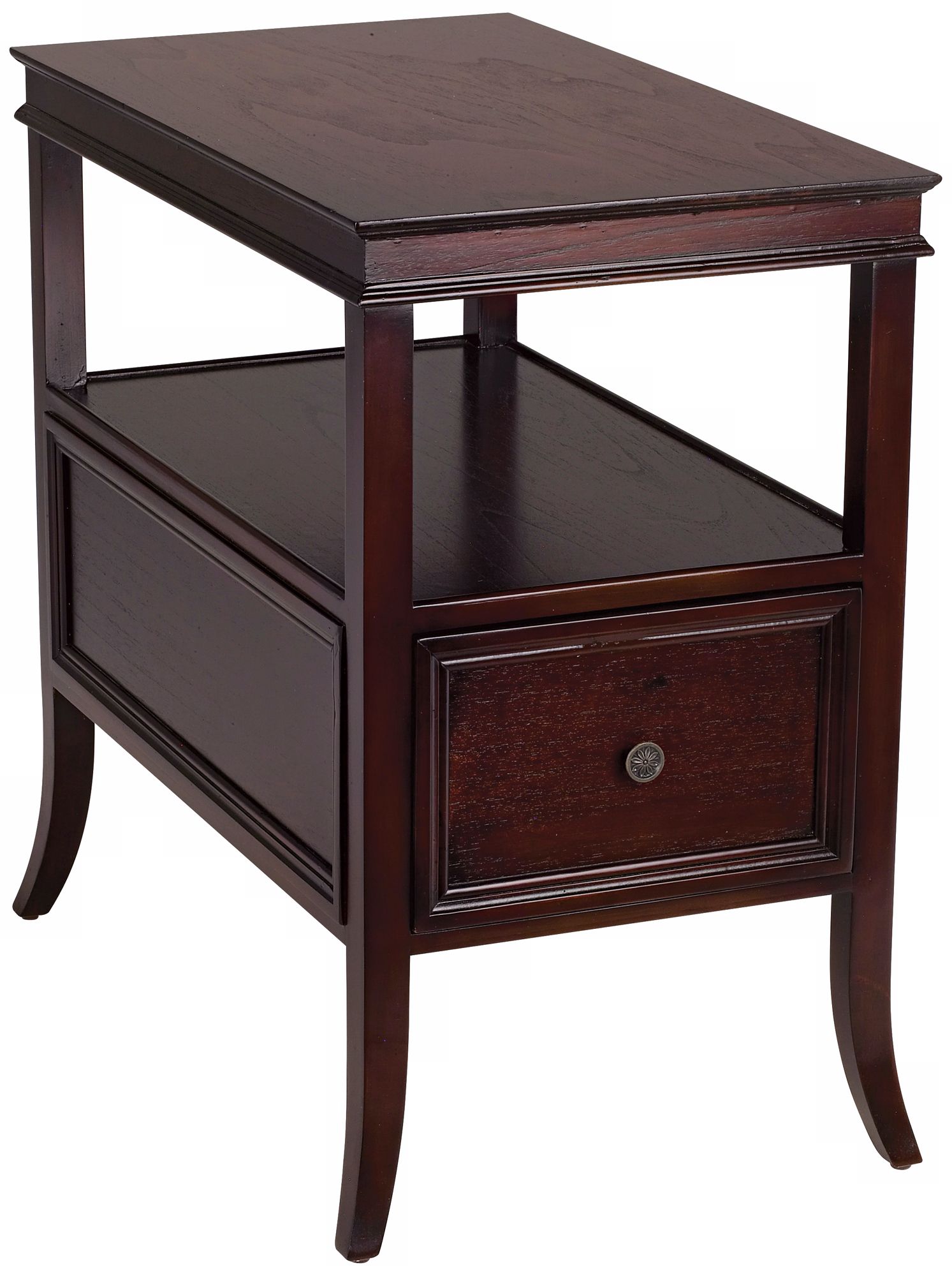 Espresso Finish Narrow Chairside Table