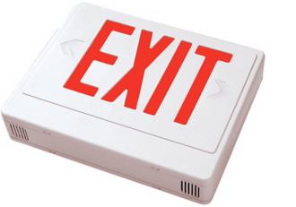 White with Red LED Exit Sign with Battery Backup 46834