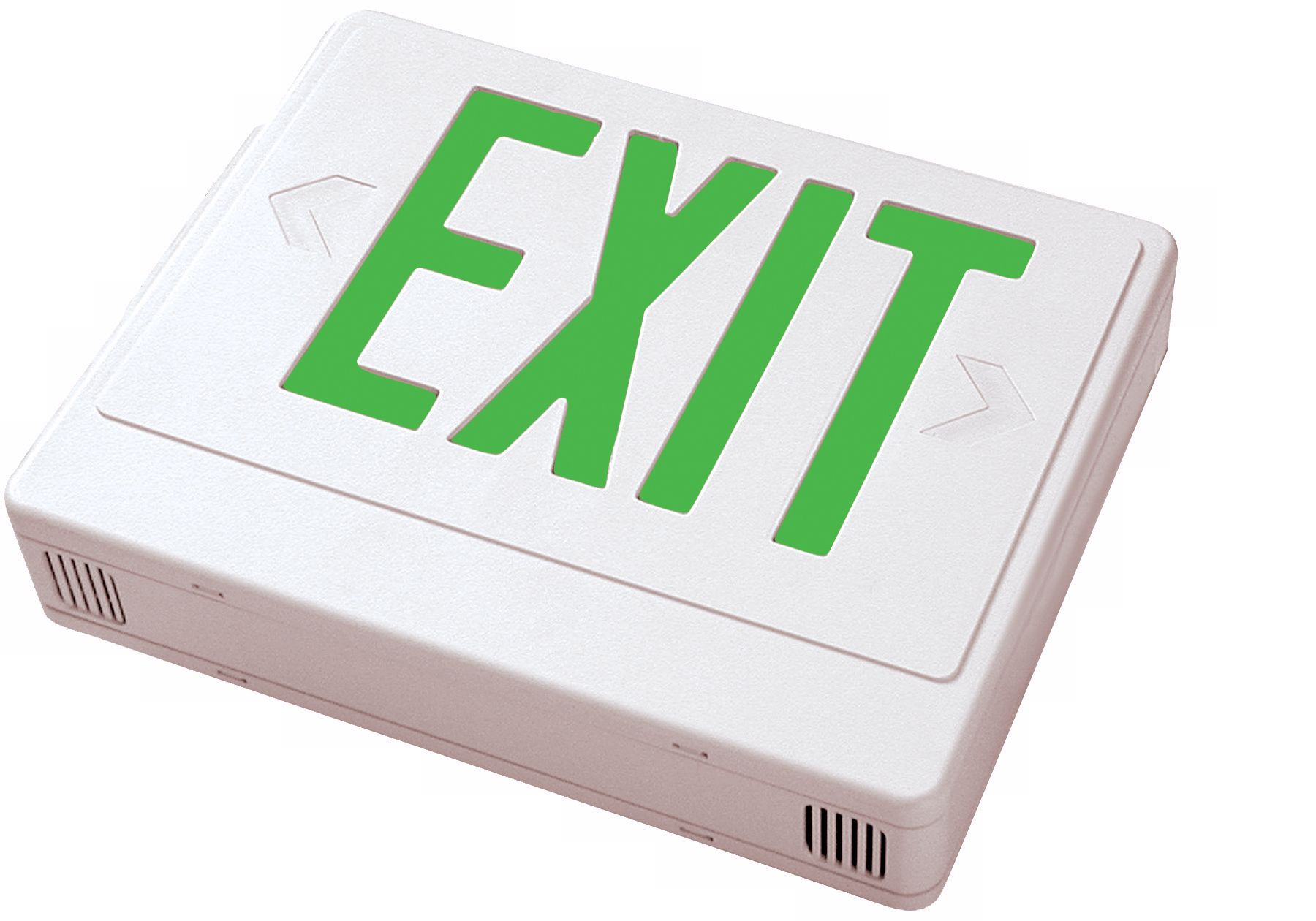 White with Green LED Exit Sign with Battery Backup