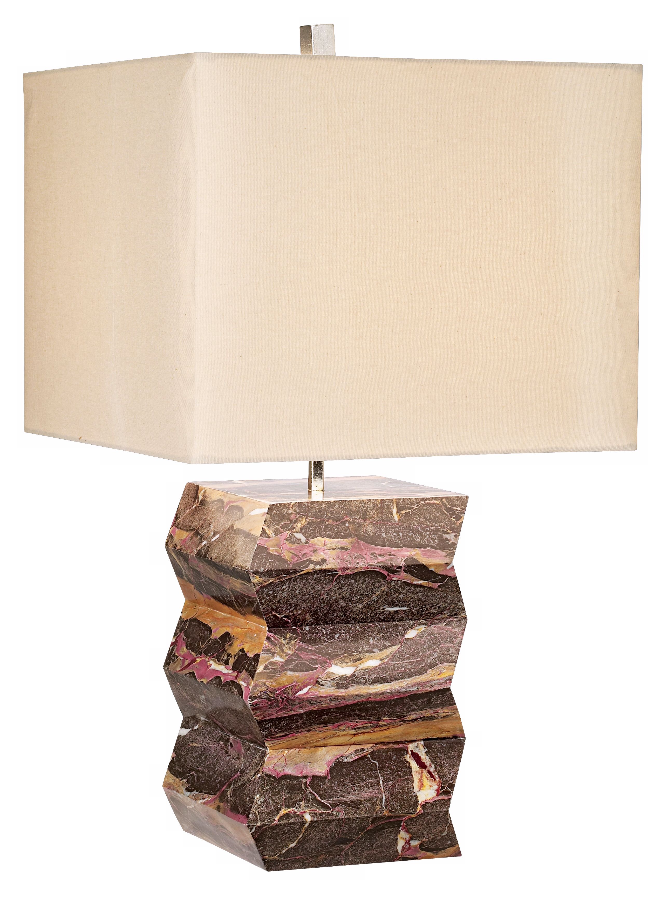 Faux Marble Zigzag Square Shade Table Lamp