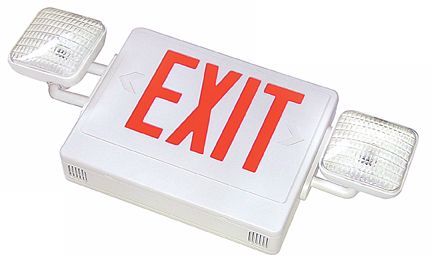 White with Red LED Emergency Light Exit Sign