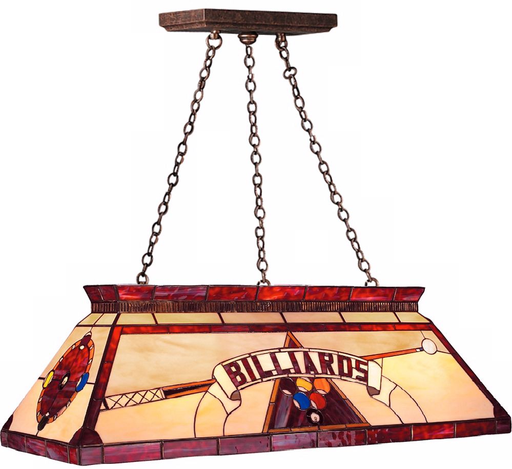 Billiard Collection Red Three Light Chandelier