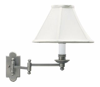 Antique Silver Arch Backplate Plug-In Swing Arm Wall Lamp