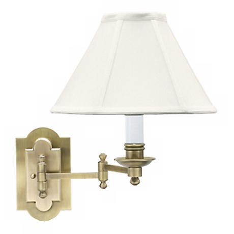 Antique Brass with Wicker Shade Plug-In Swing Arm Wall Lamp - #37857-U1248 www.lampsplus.com
