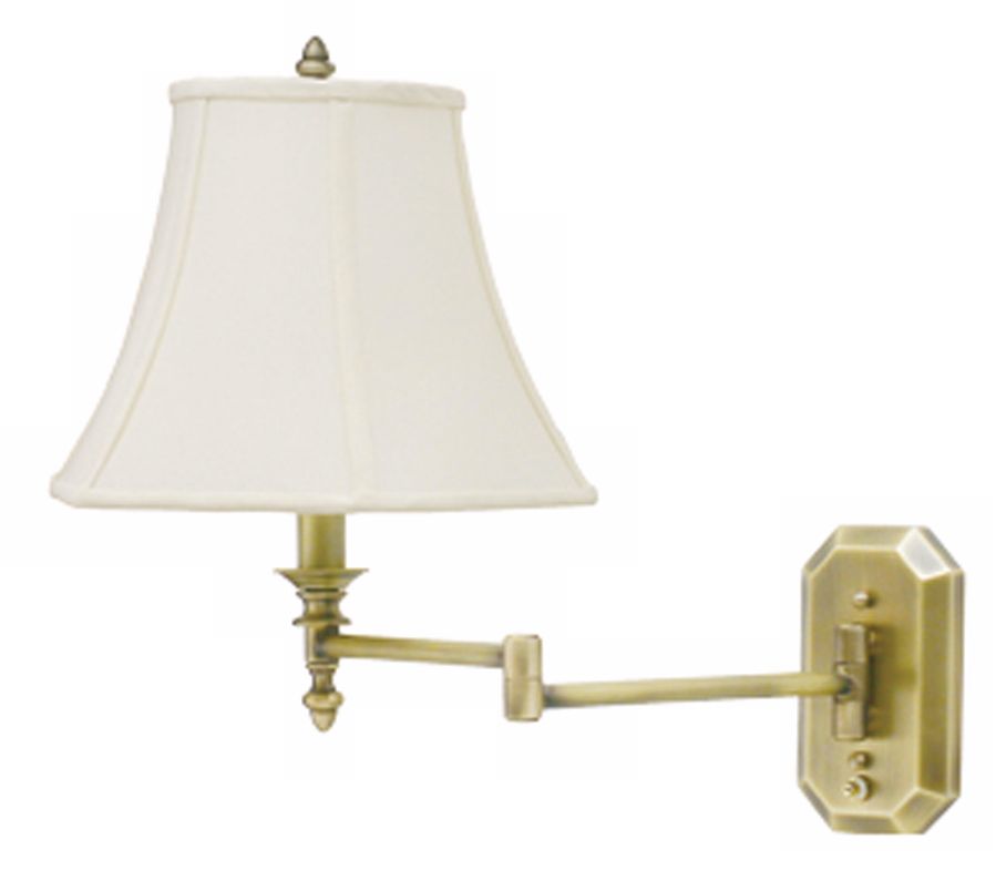 Antique Brass Bell Shade Plug-In Swing Arm Wall Lamp