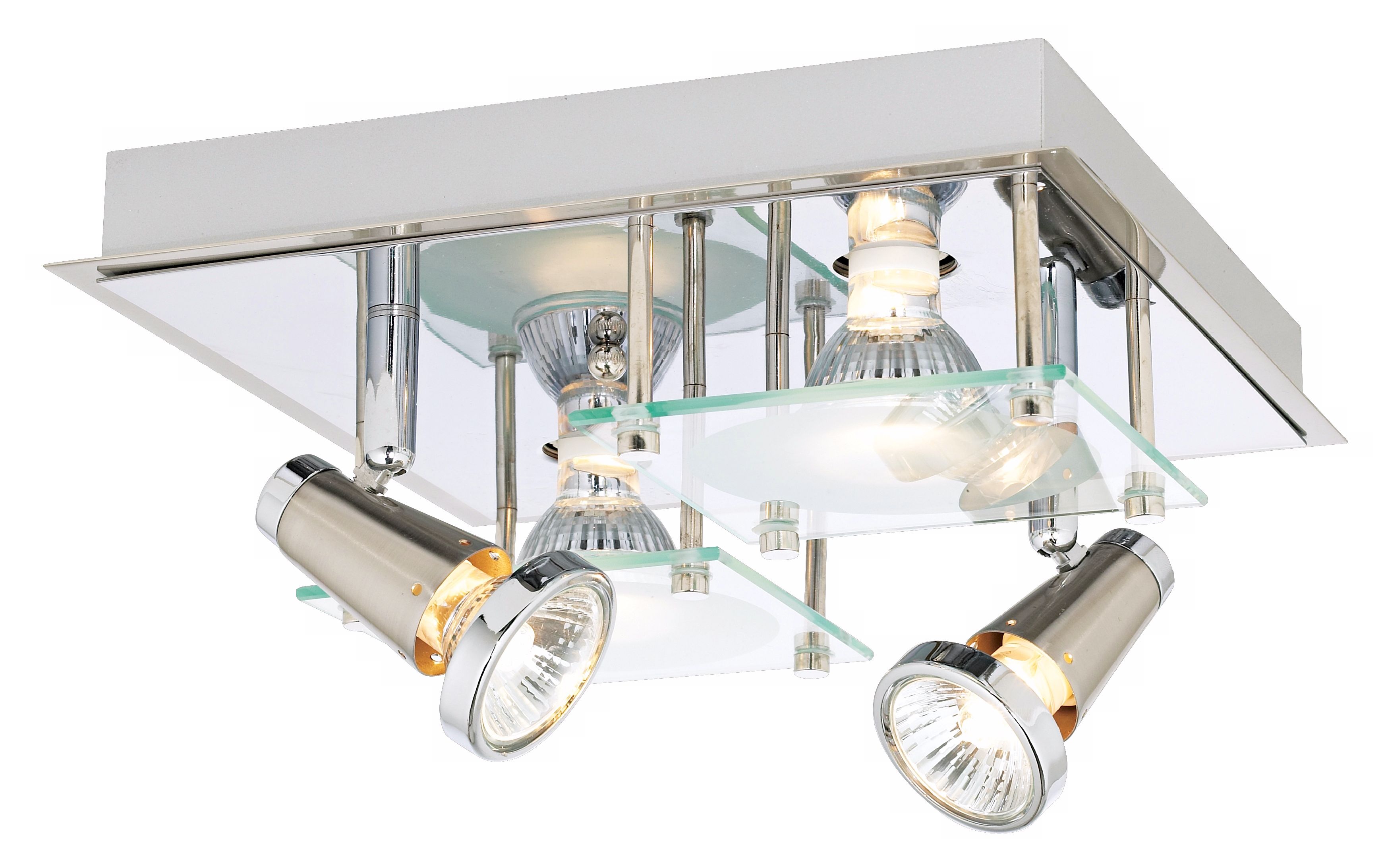 Chrome and Glass Halogen Light Ceiling and Wall Fixture