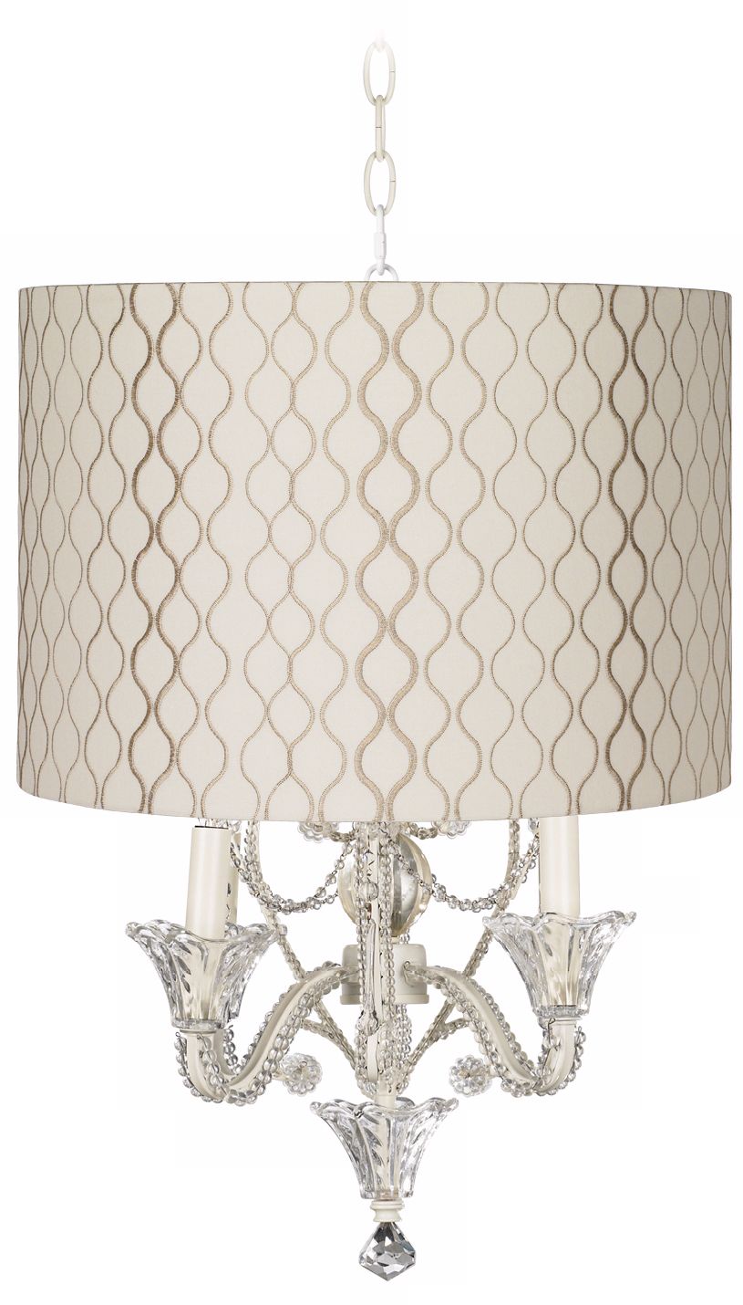 Embroidered Designer Shade White Beaded Mini Chandelier