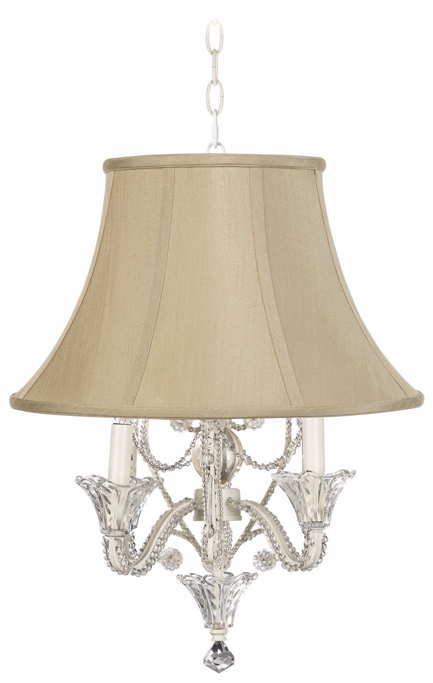 Designer Bell Shade White Beaded Mini Chandelier