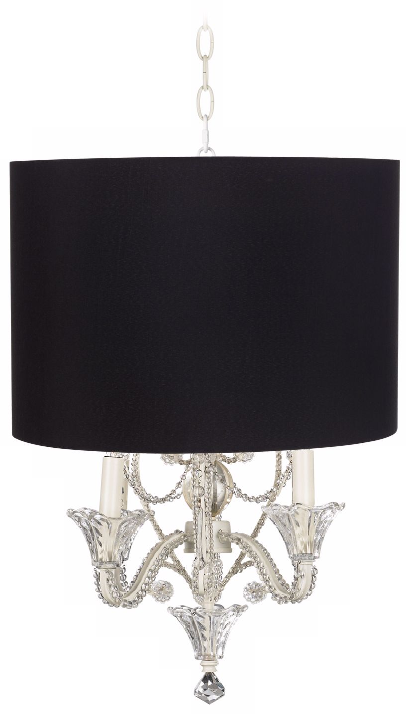 Designer Black Shade White Beaded Mini Chandelier