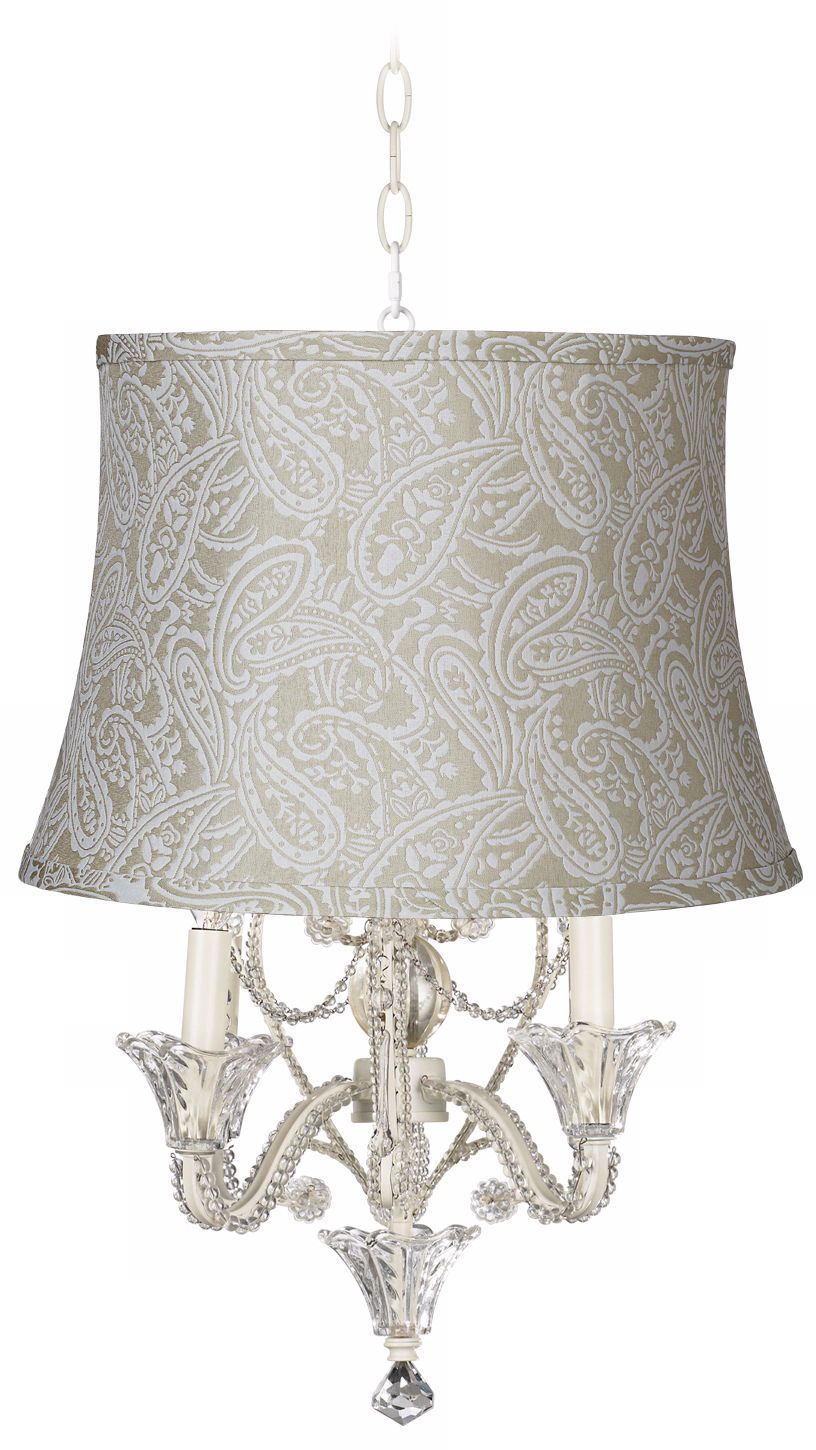 Paisley Designer Shade White Beaded Mini Chandelier