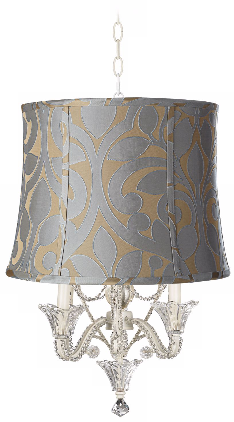 Floral Designer Shade White Beaded Mini Chandelier