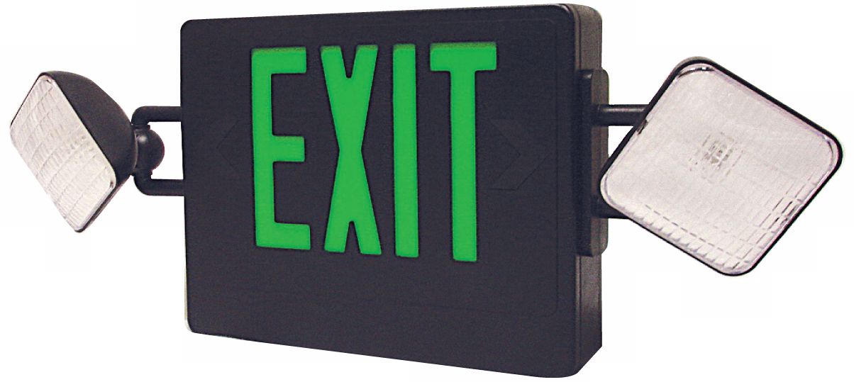 Black and Green Emergency Light Exit Sign