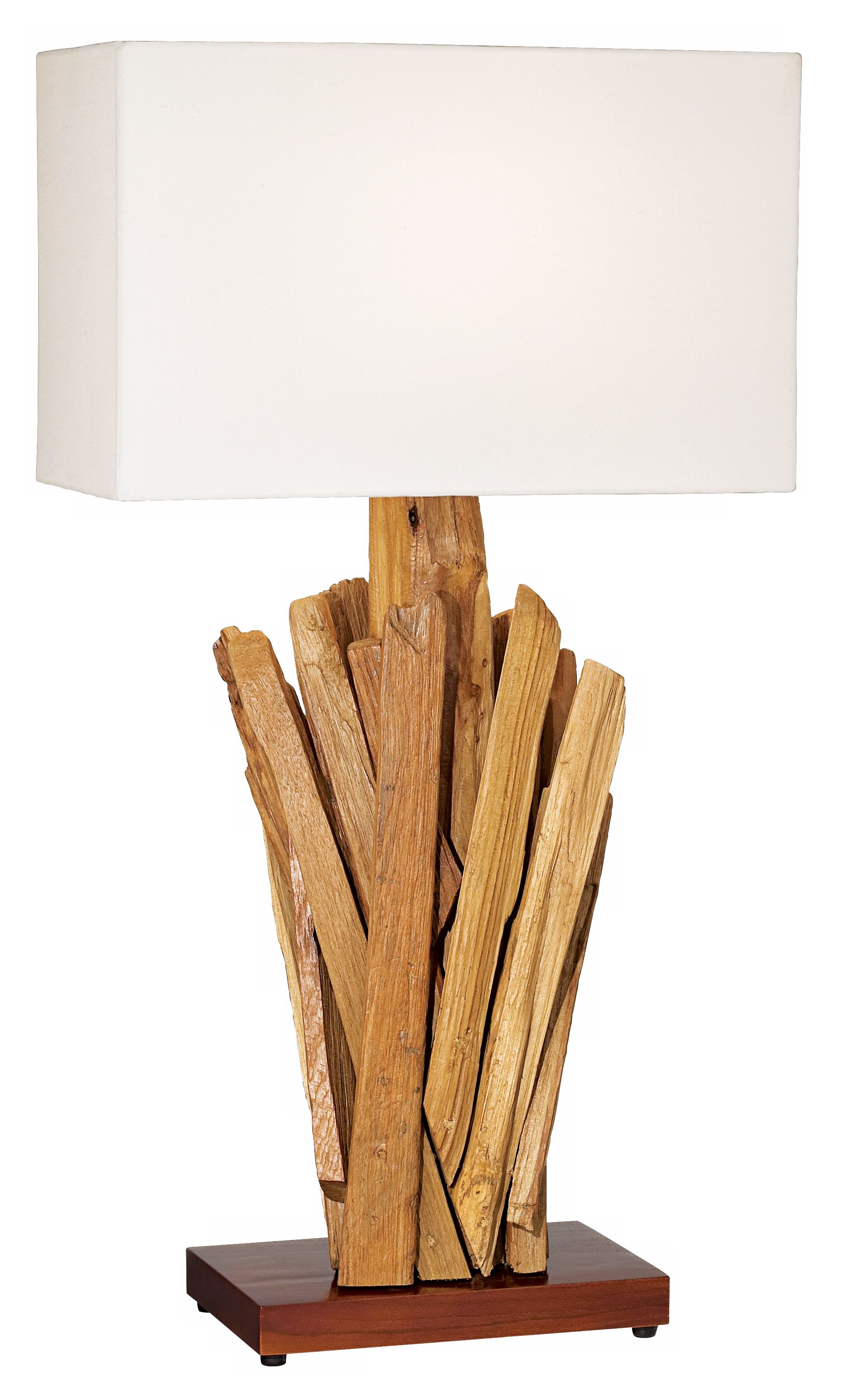 Reclaimed Natural Wood Rectangular Shade Table Lamp