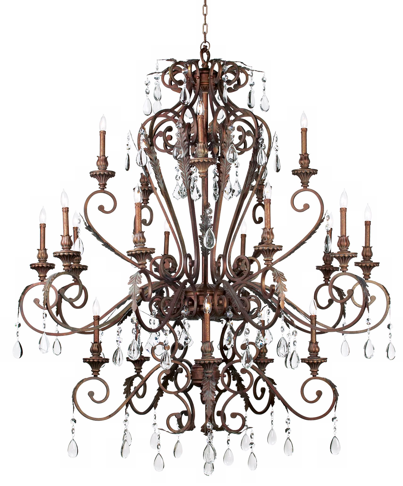Iron Acanthus Collection 20 Light Crystal Chandelier