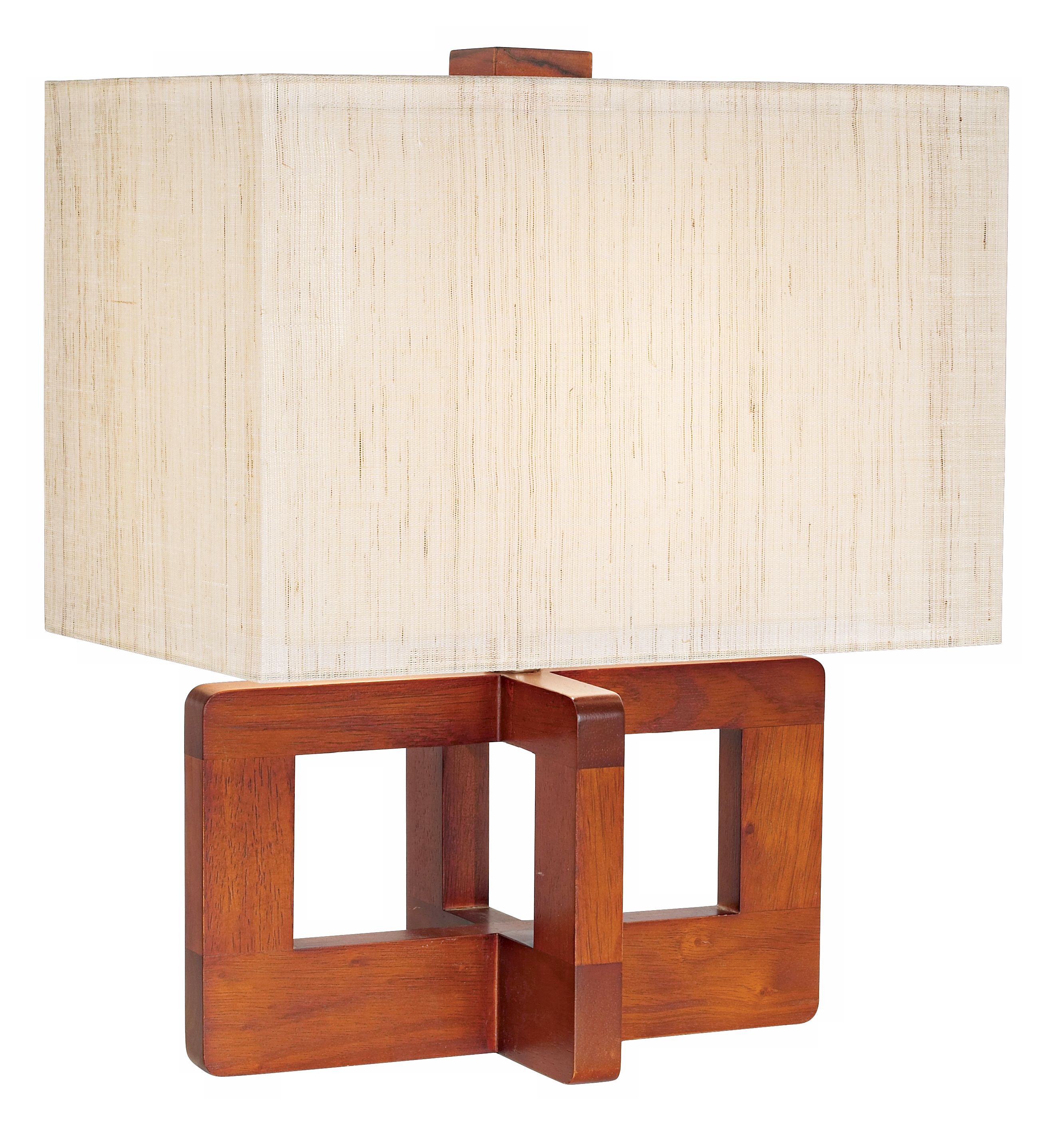 Criss Cross Wood Accent Table Lamp with Double Layer Shade