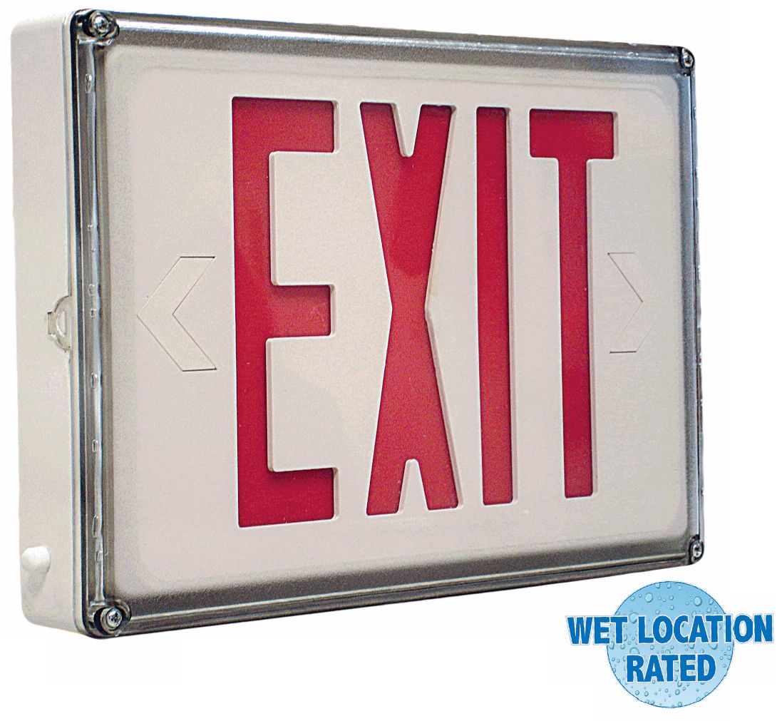 Wet Location Red on Gray Exit Sign 48562