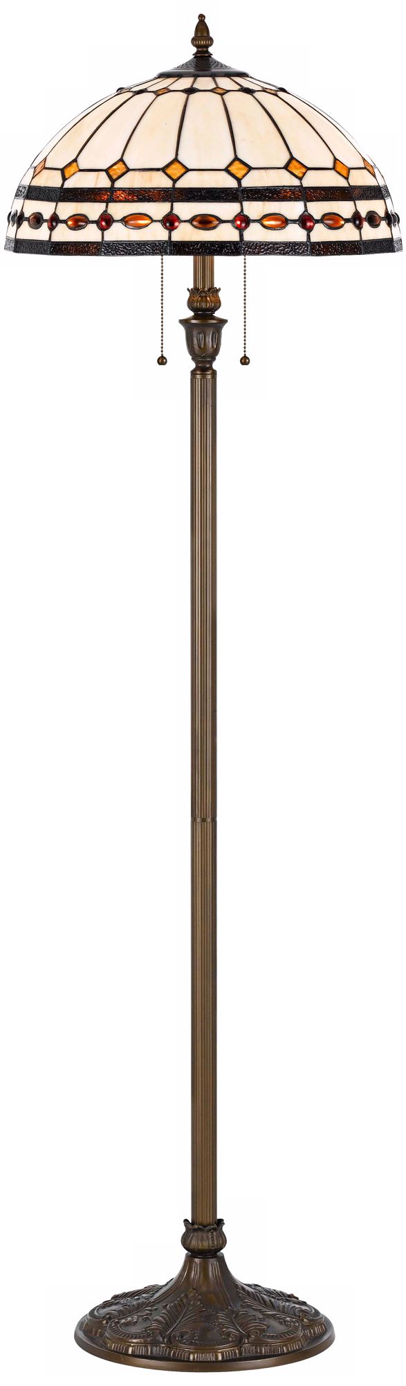 Ambrosia Tiffany-Style Antique Brass Floor Lamp