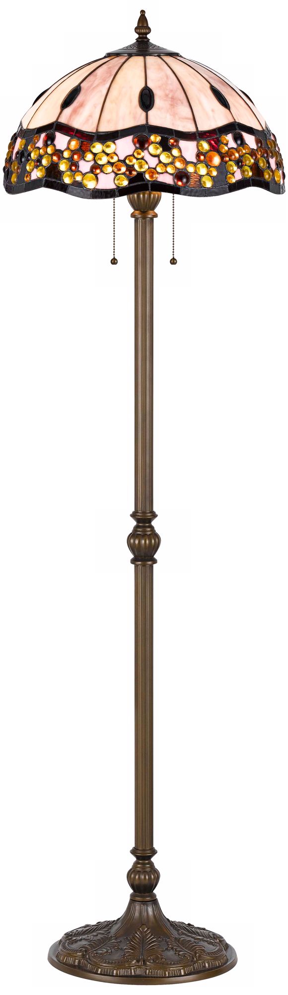 Sofia Tiffany-Style Antique Brass Floor Lamp