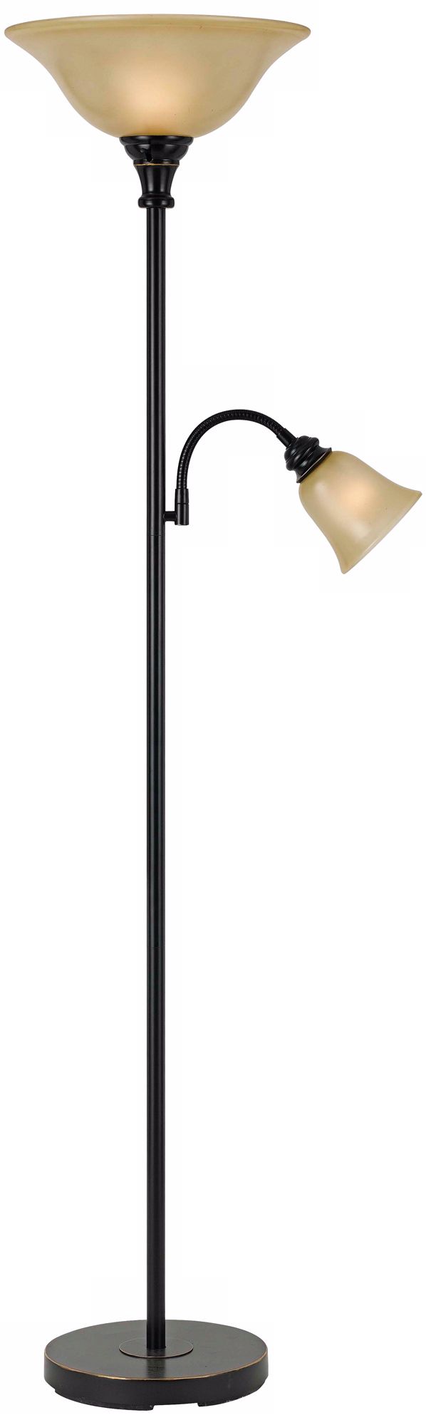 Gemini Dark Bronze and Frosted Shade Torchiere