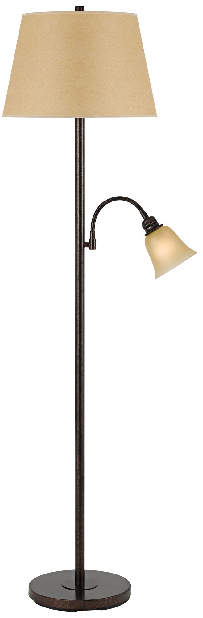 Gemini Collection Rust and Frosted Shade Torchiere