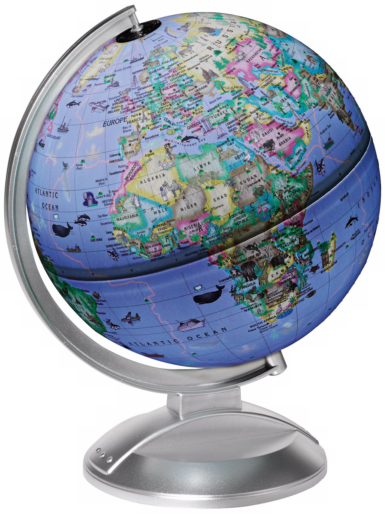 Silver Illuminated Kids' Desk Globe