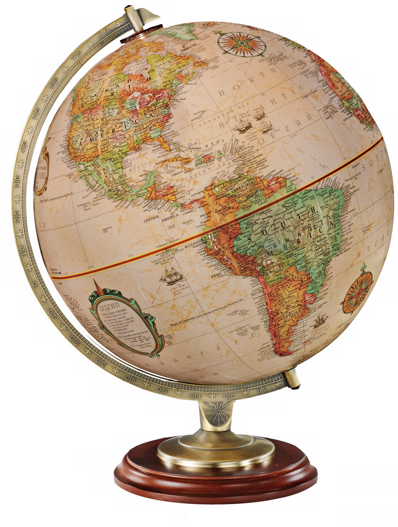 Kingston Antique Map Walnut Desk Globe