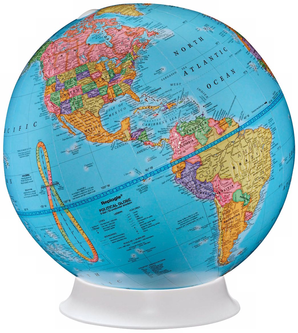 Apollo Blue Map White Base Desk Globe