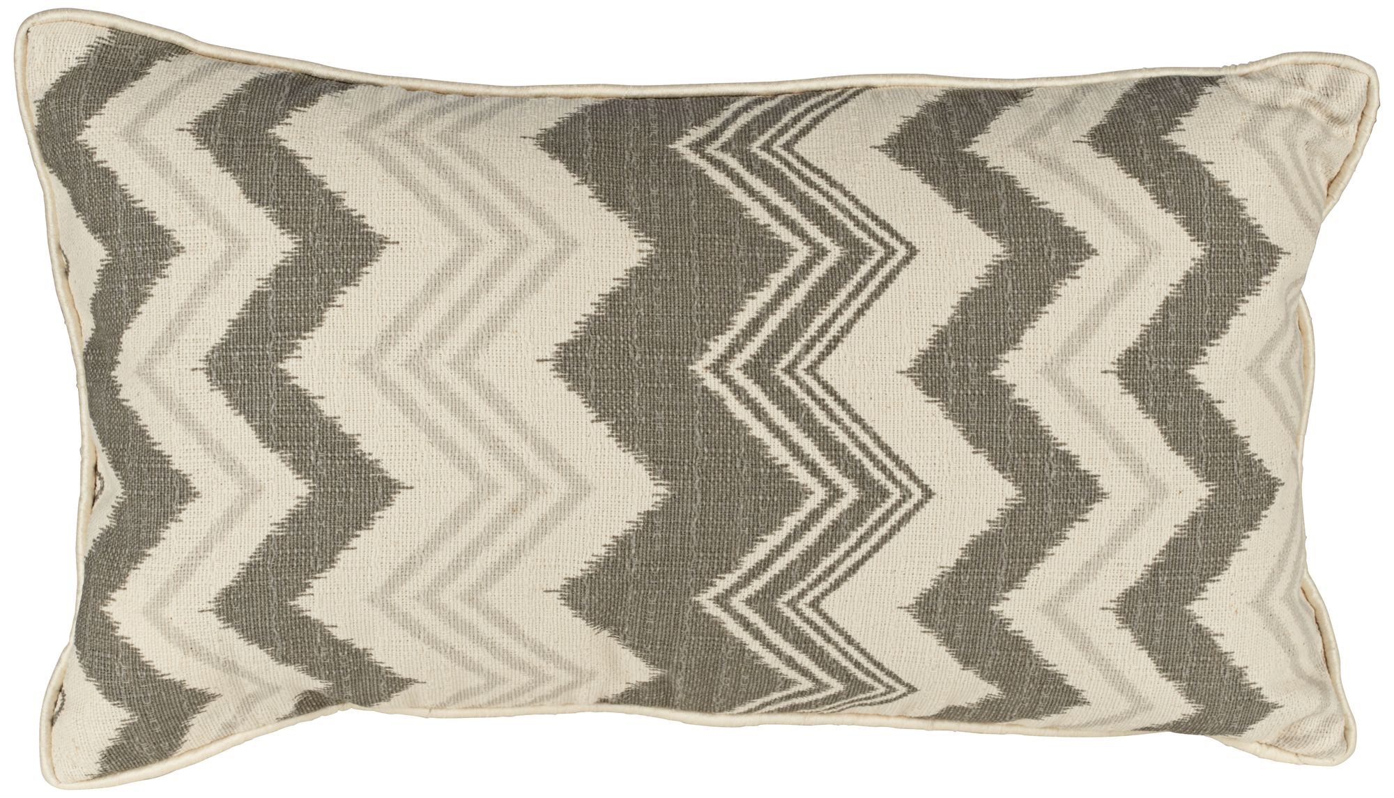 Weave 20" Wide Grey and Cream Lumbar Pillow