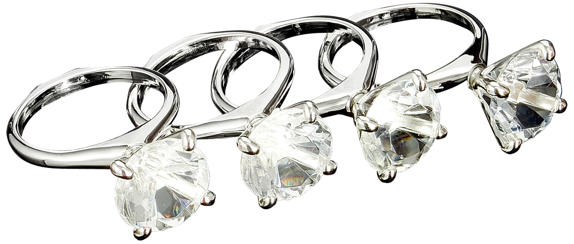 Set of 4 Godinger Diamond Ring Silver Napkin Rings