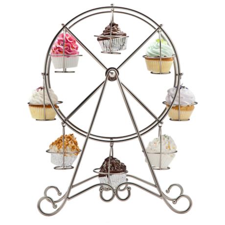 holder. wheel stand shaped plated. cupcakes Silver cupcake  wheel vintage  cupcake Holds ferris 8 Ferris