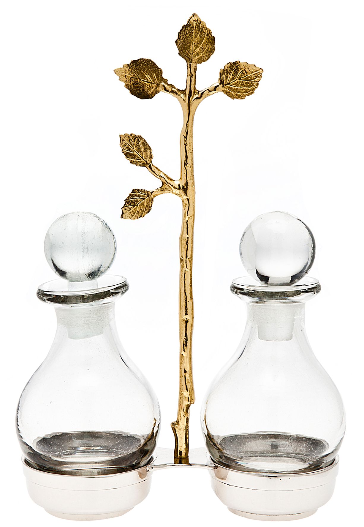Godinger Leaf Silver and Gold Oil and Vinegar Set