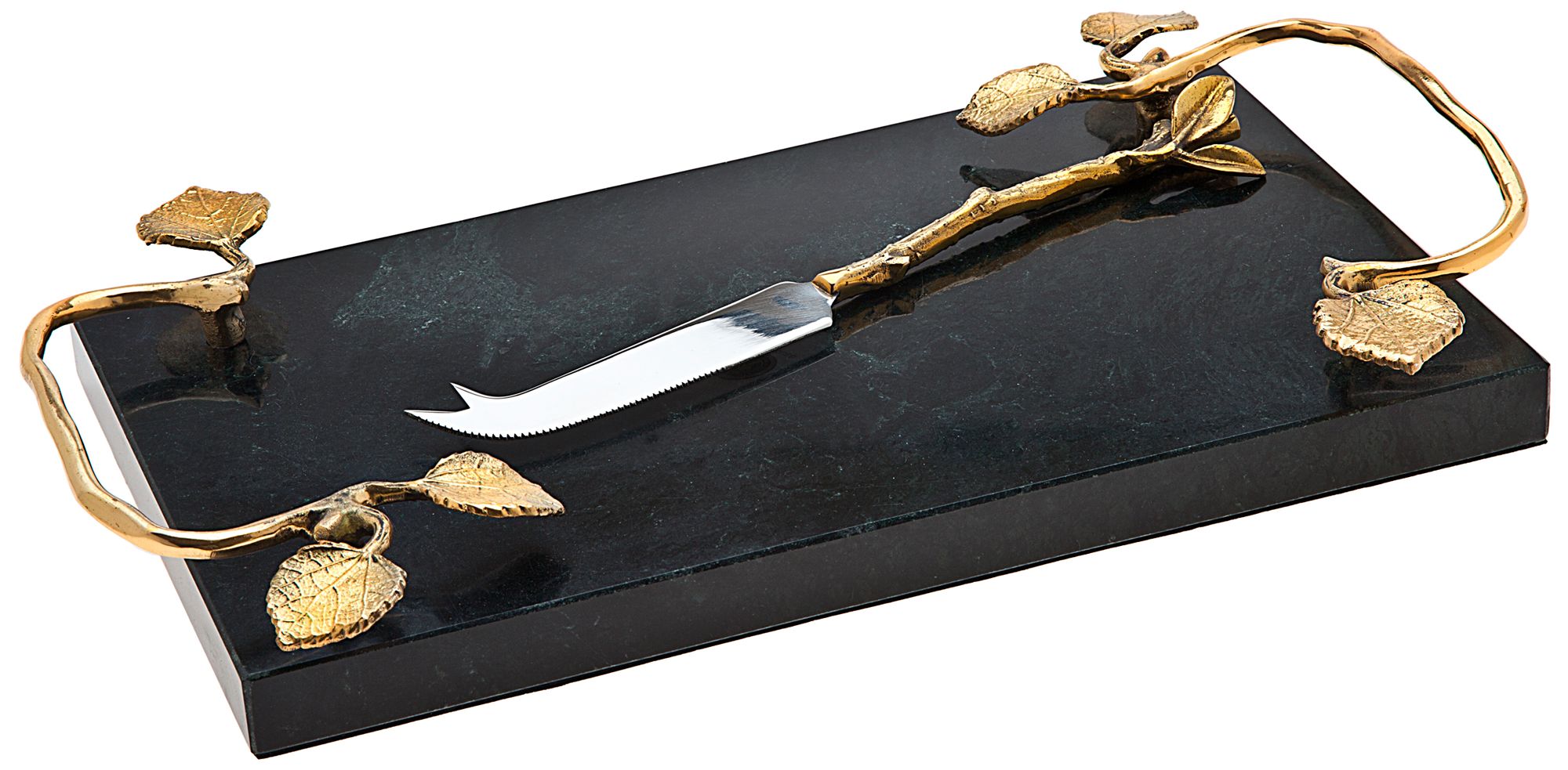 Godinger Leaf Design Marble Board and Knife Set