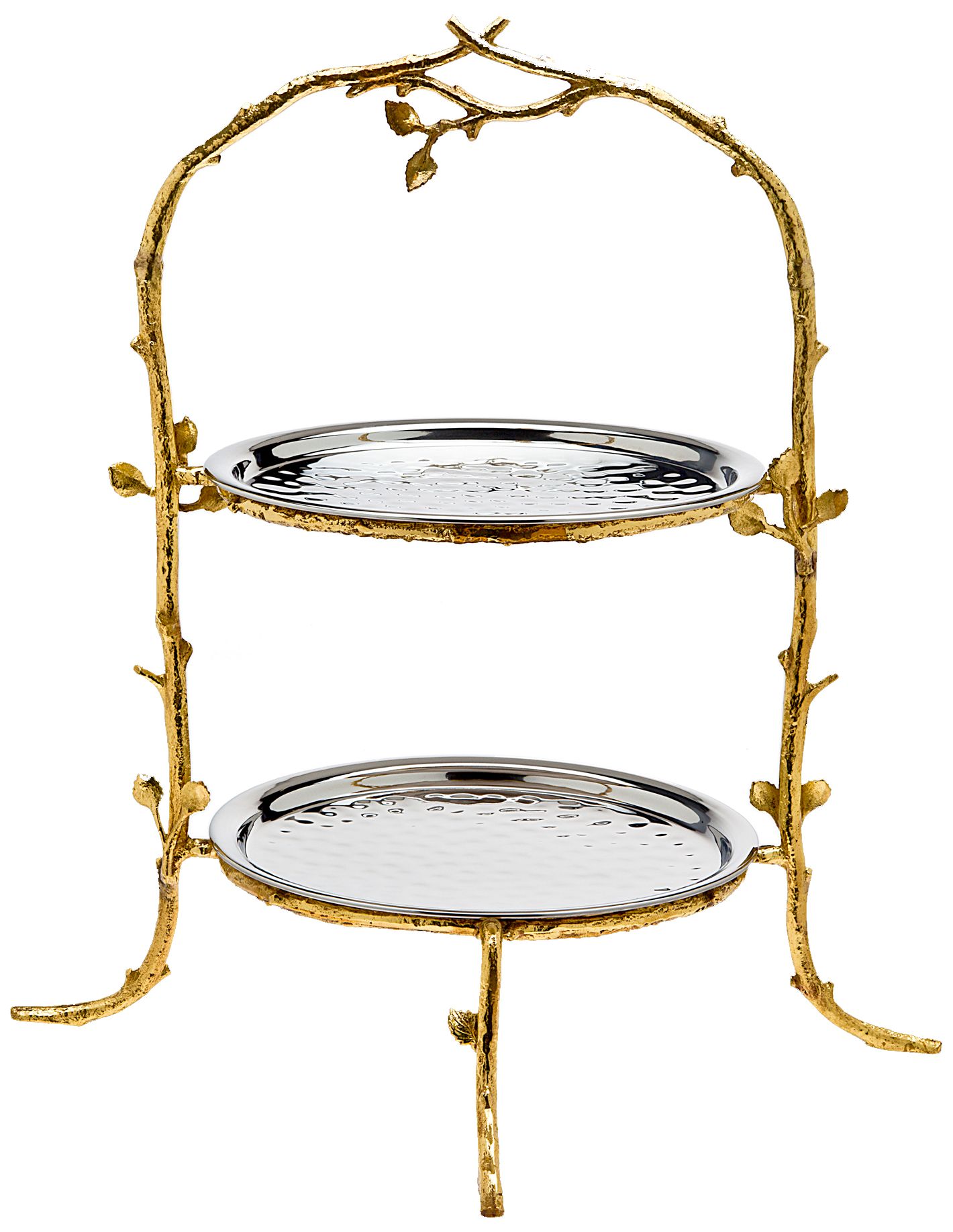 Godinger Leaf 2-Tier Gold and Silver Stand Server