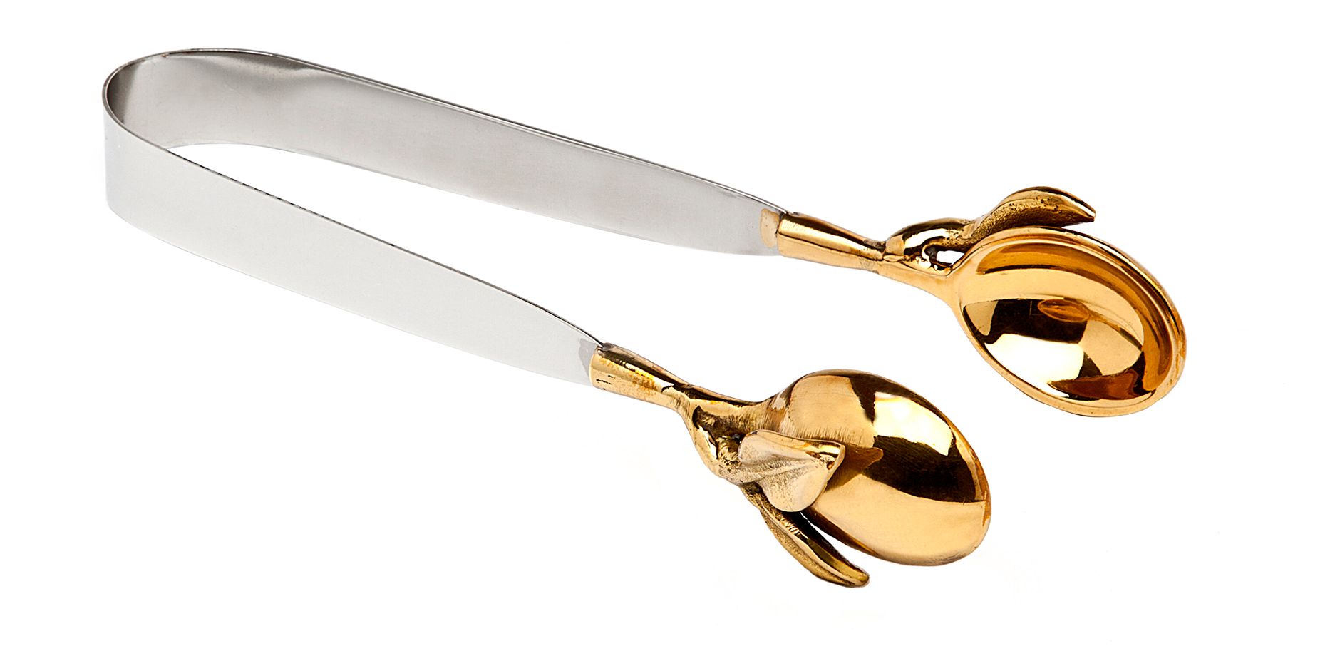 Godinger Leaf 2-Tone Brass and Silver Ice Tongs