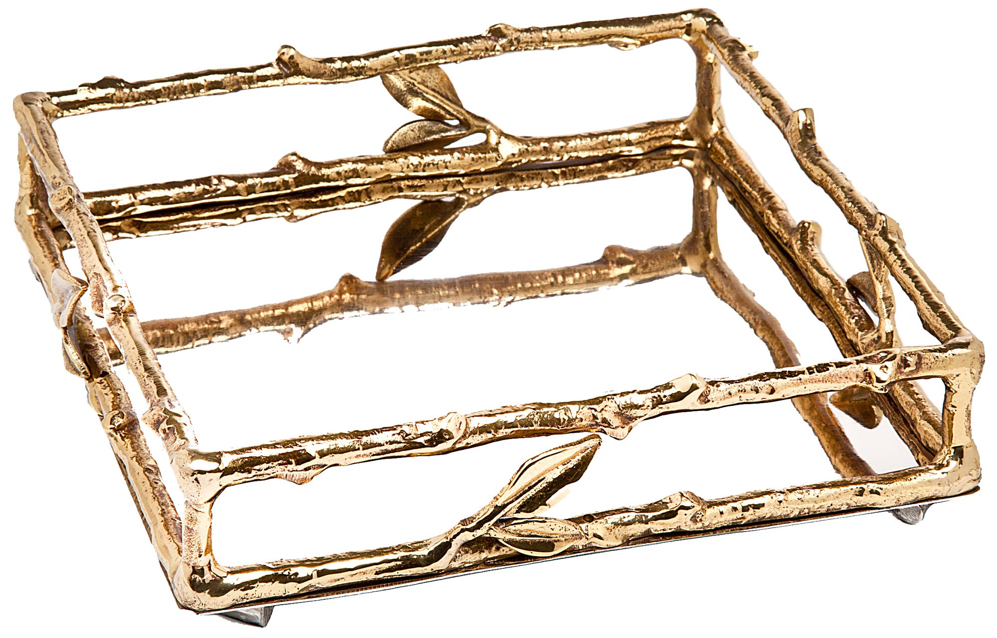 Godinger Leaf 2-Tone Brass and Silver Napkin Holder