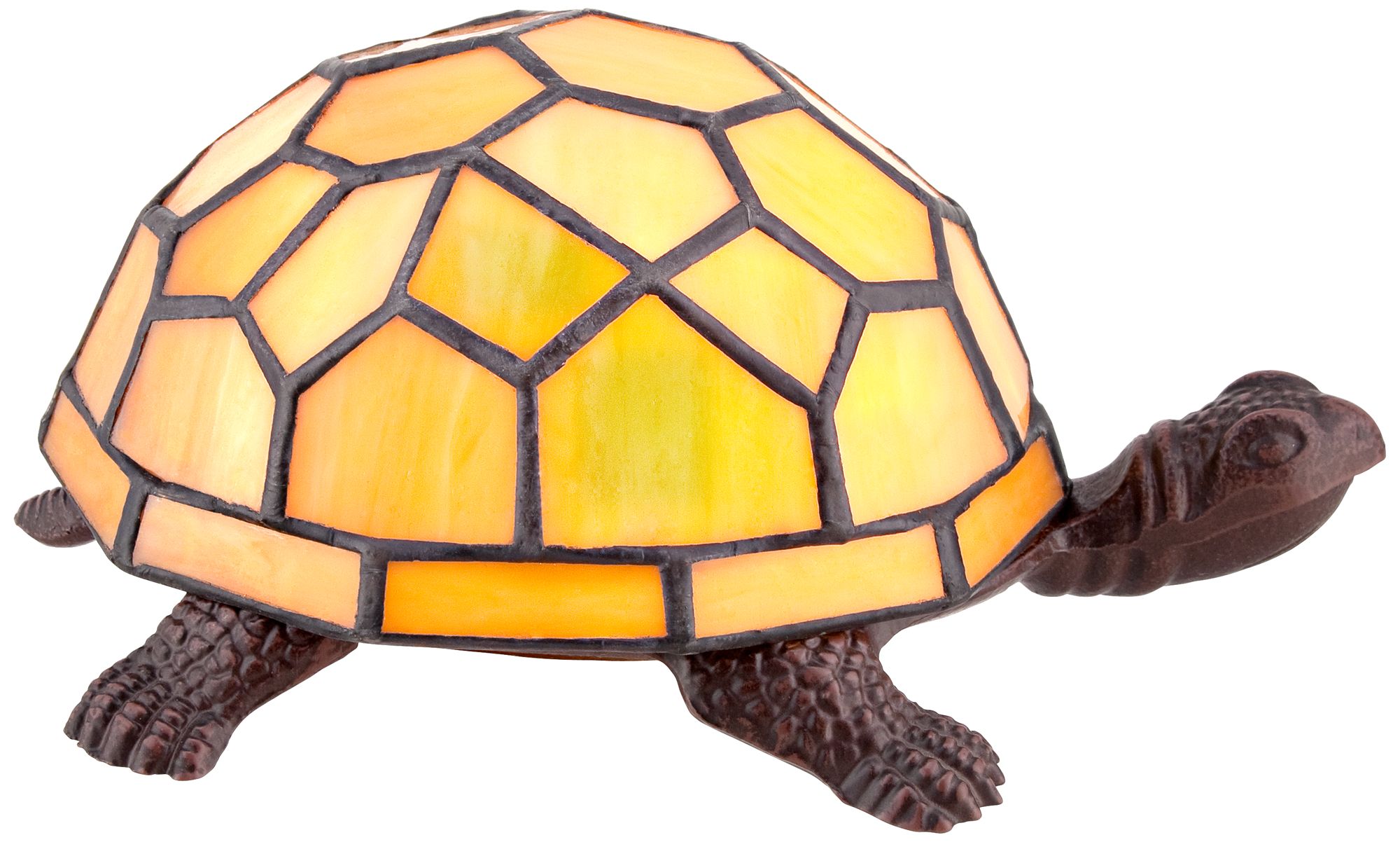 Amber Yellow Tiffany Shell Turtle Accent LED Lamp