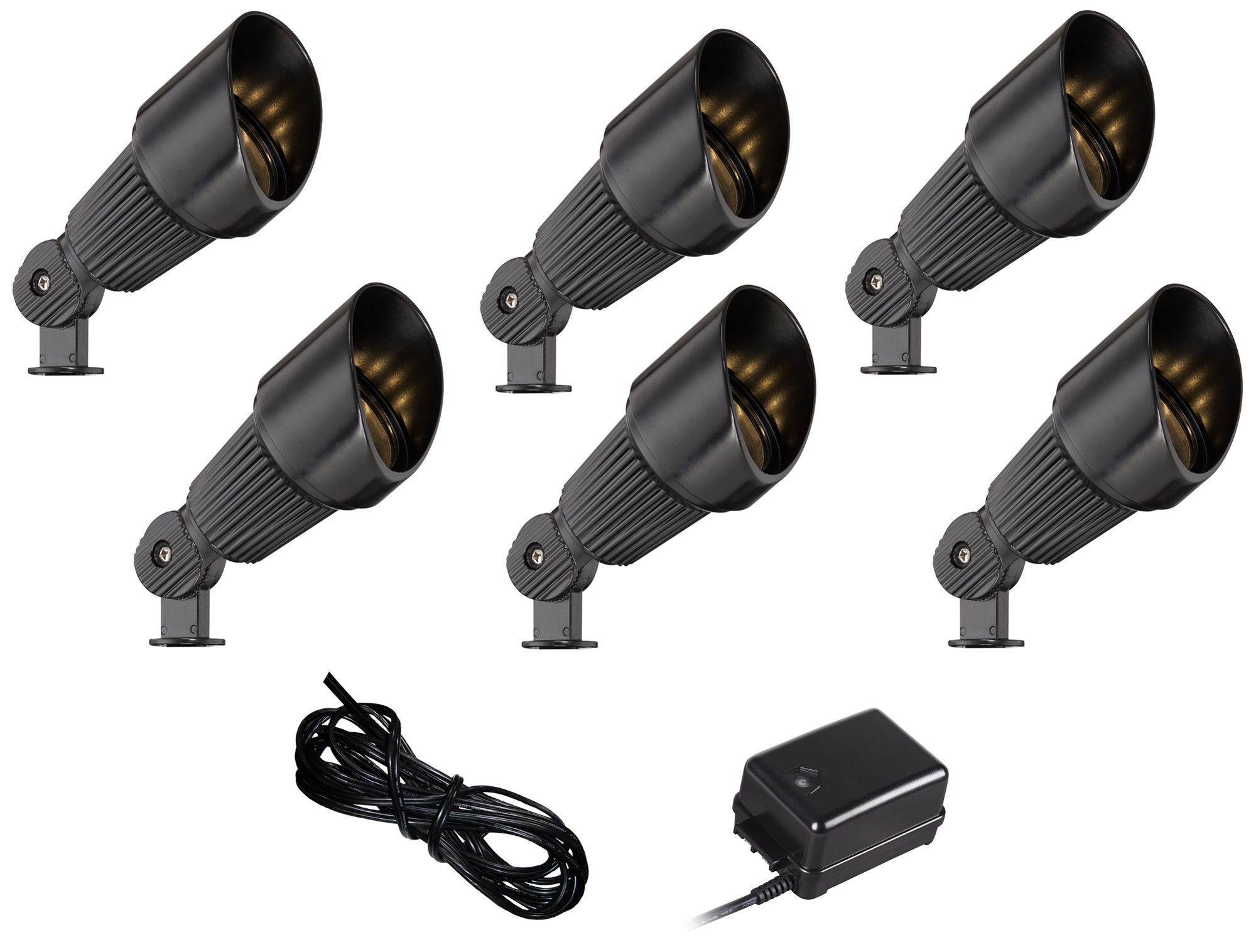 Black Spotlight 8-Piece Outdoor LED Landscape Lighting Set