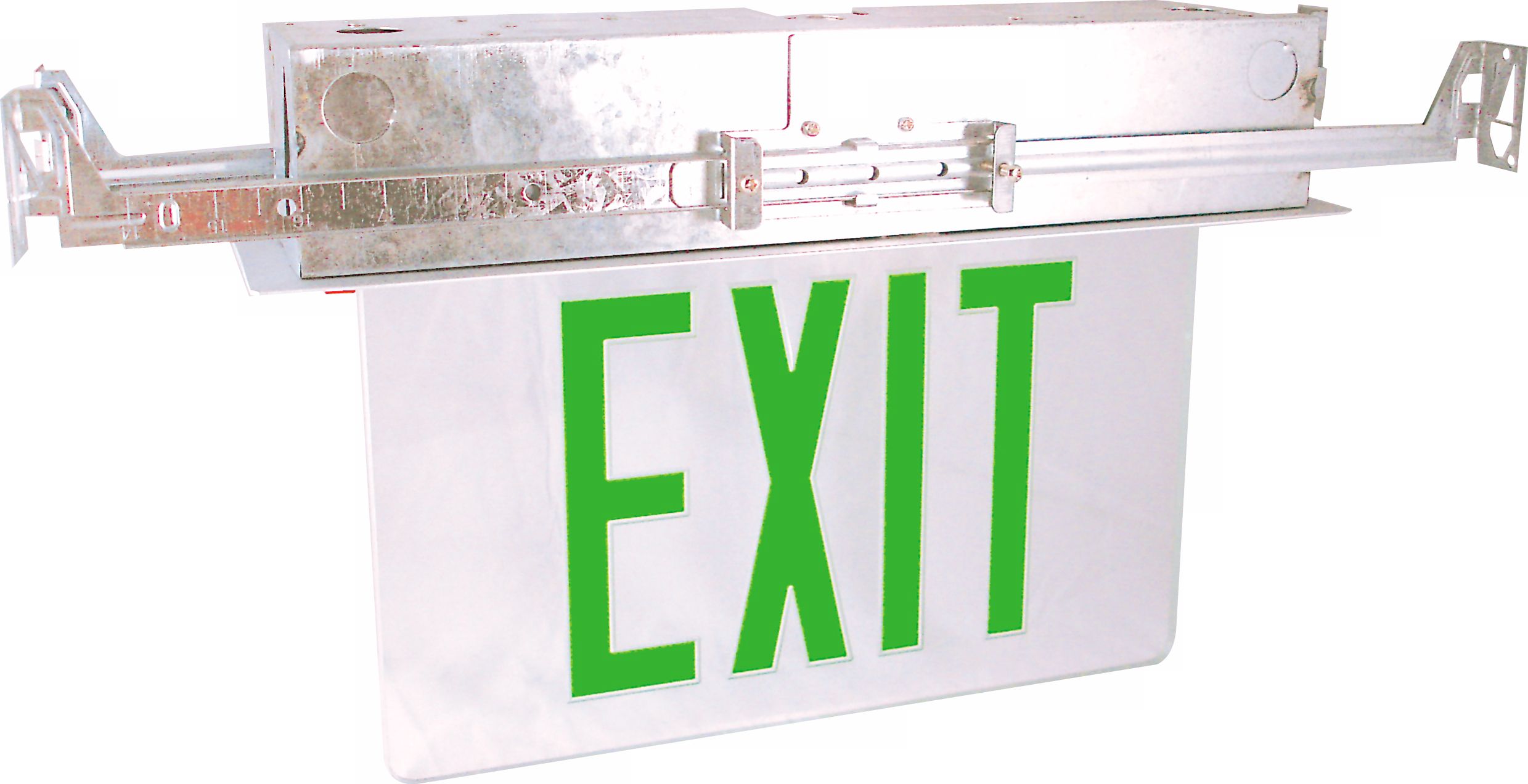 Recessed Green Battery Backup Exit Sign