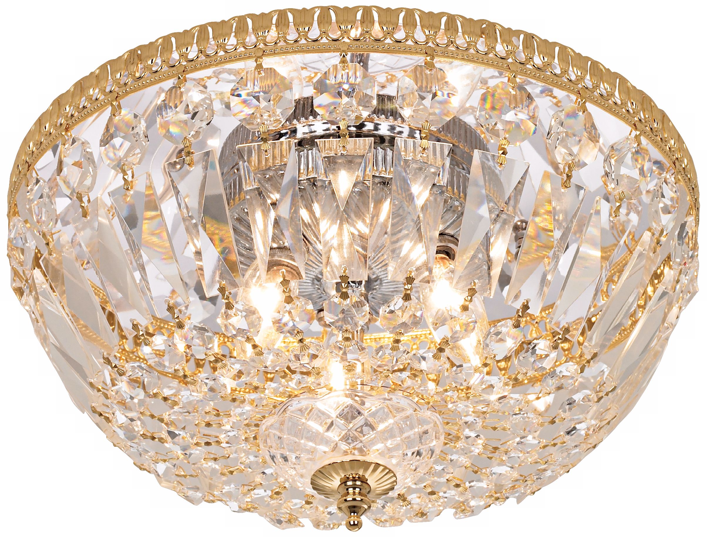 James R Moder Handcut Crystal Gold Ceiling Fixture 50526